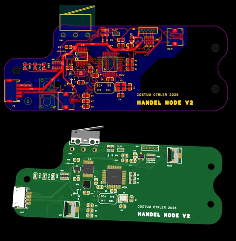 手柄节点 PCB 走线与三维渲染
