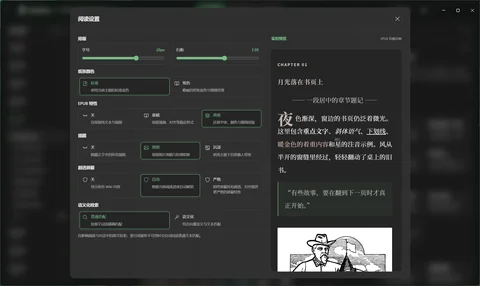 阅读设置与实时预览
